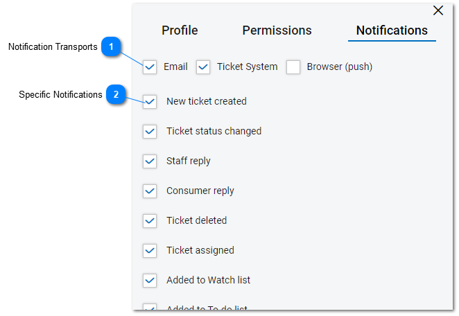 Help Desk - Notification Settings Tab
