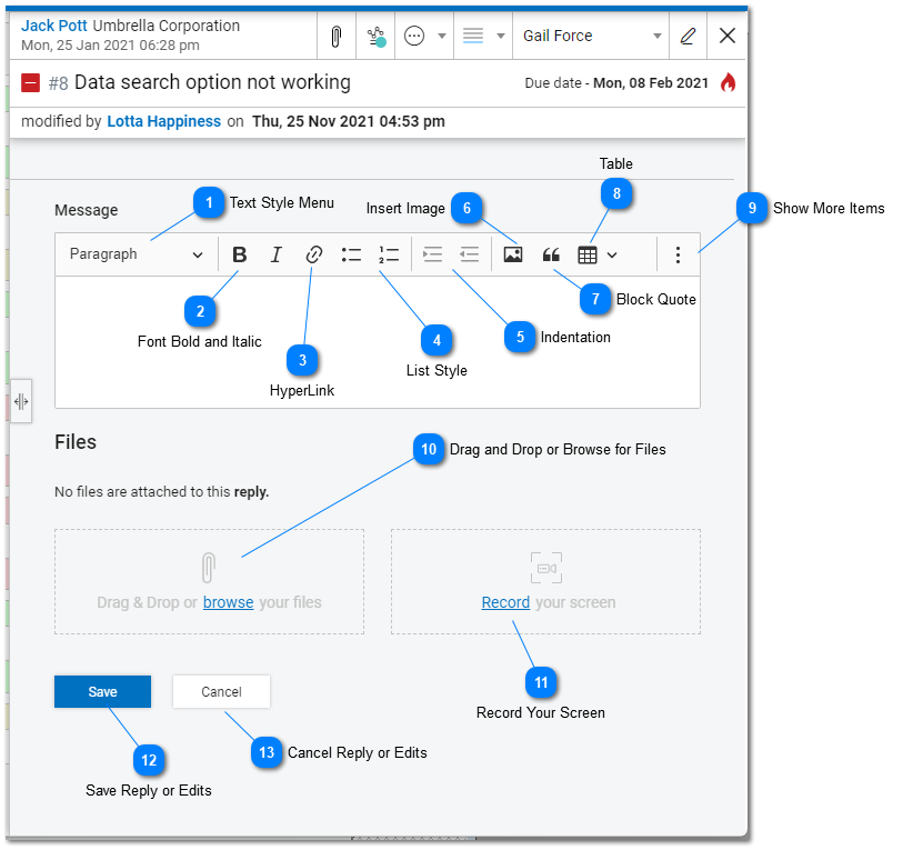 Help Desk - Reply to Tasks and Issues